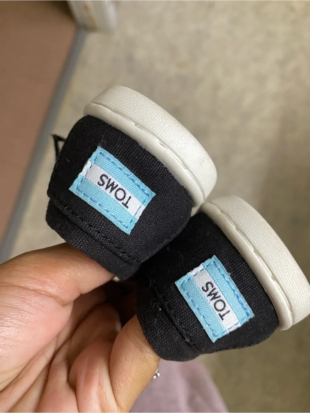 TOMS Kids Black Canvas Slip-On Moccasins